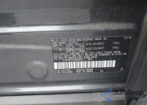 2019 Toyota Rav4 Le z USA, uszkodzony, nr VIN 2T3H1RFV7KW009574